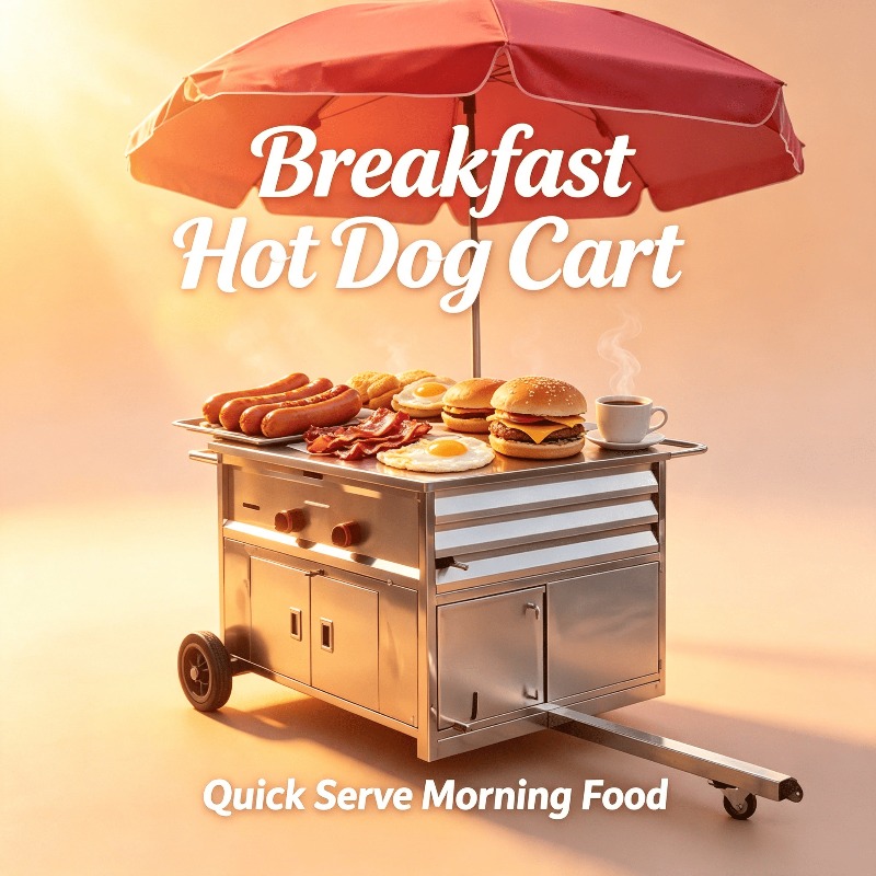Snacks Food Stall - コンパクトモバイルスナックフードカート、ホイール付きホットドッグスタンド、屋台販売トロリー、バーガー、揚げ物、海鮮、屋外販売用、カスタマイズ可能