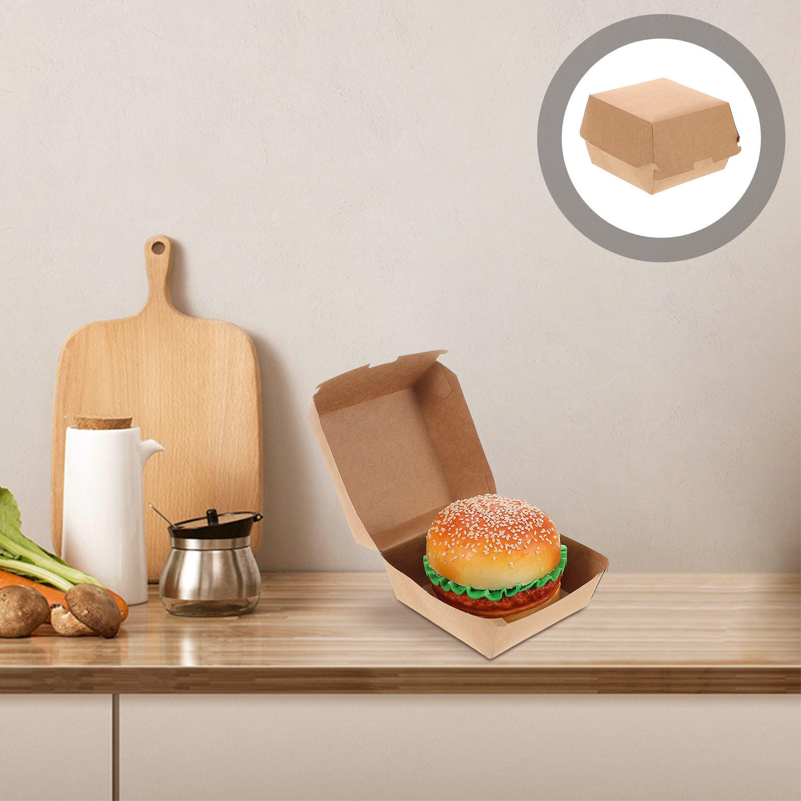 Food Snacks In Usa - 30個入りバーガーボックス クラフト紙製 食品グレード 使い捨てテイクアウト用食品容器 サンドイッチスナックホルダー ピクニック用パッケージ
