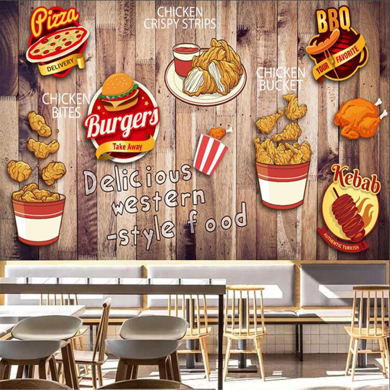 カスタムフライドチキンバーガー壁紙ファーストフードレストラン - Food Snacks Background のレビューと価格