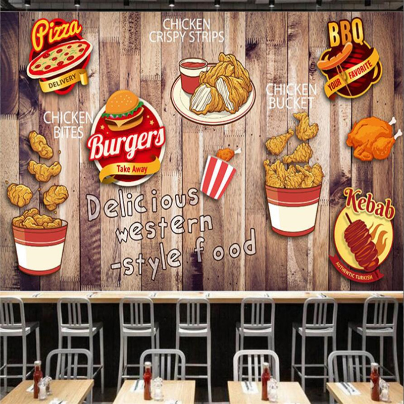 カスタムフライドチキンバーガー壁紙ファーストフードレストラン - Food Snacks Background のレビューと価格