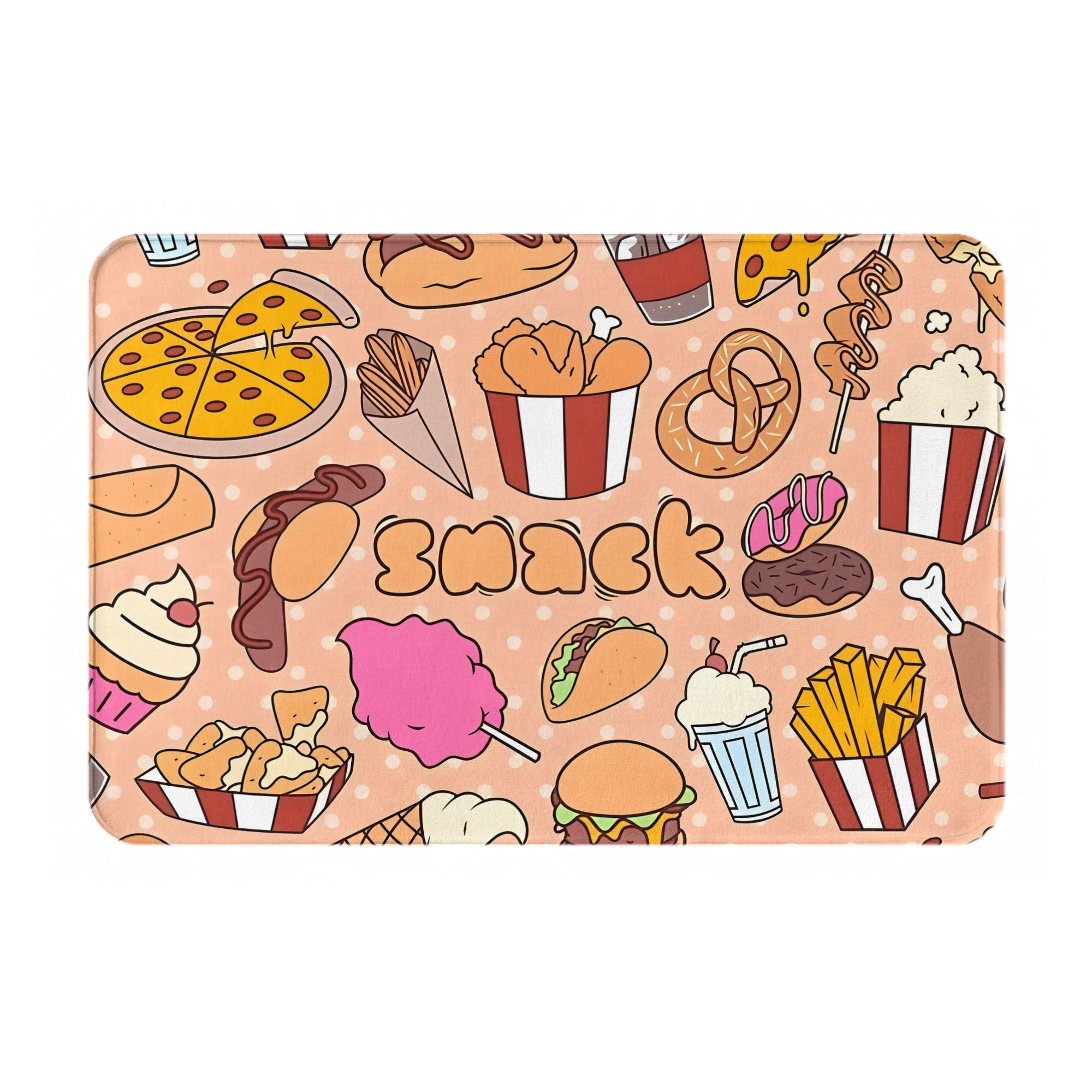 漫画スナックフードドアマットかわいいピザバーガーフライドポテ - Food Snacks Background のレビューと価格