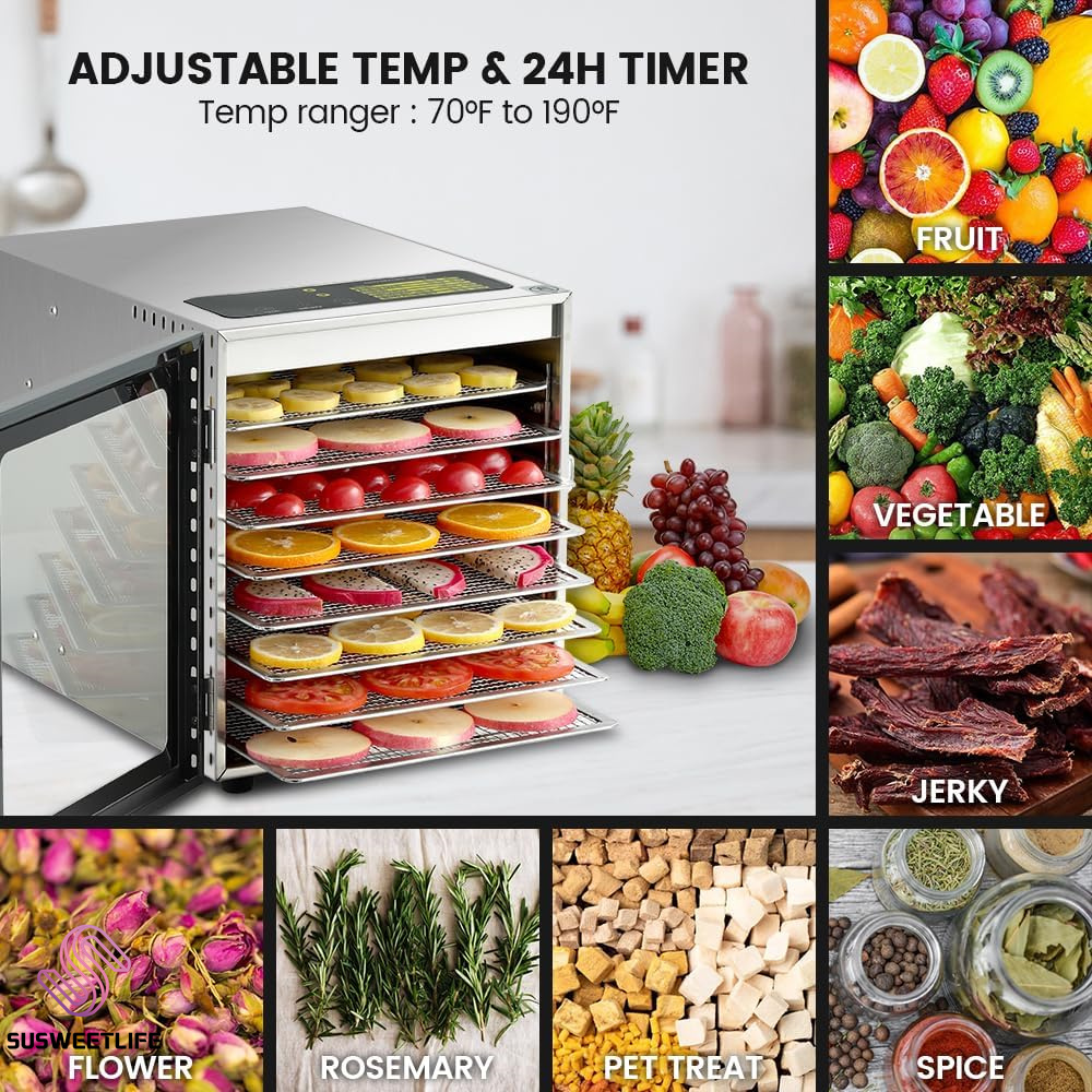 500W 8段式大容量食品乾燥機、DIYペット用おやつやヘル - Healthy Snacks Food のレビューと価格